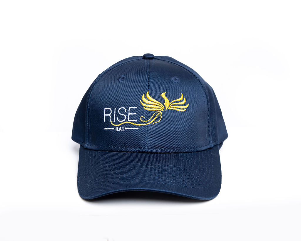 RISE-HAI EMBROIDERED LOGO STRUCTURED TWILL CAP NAVY