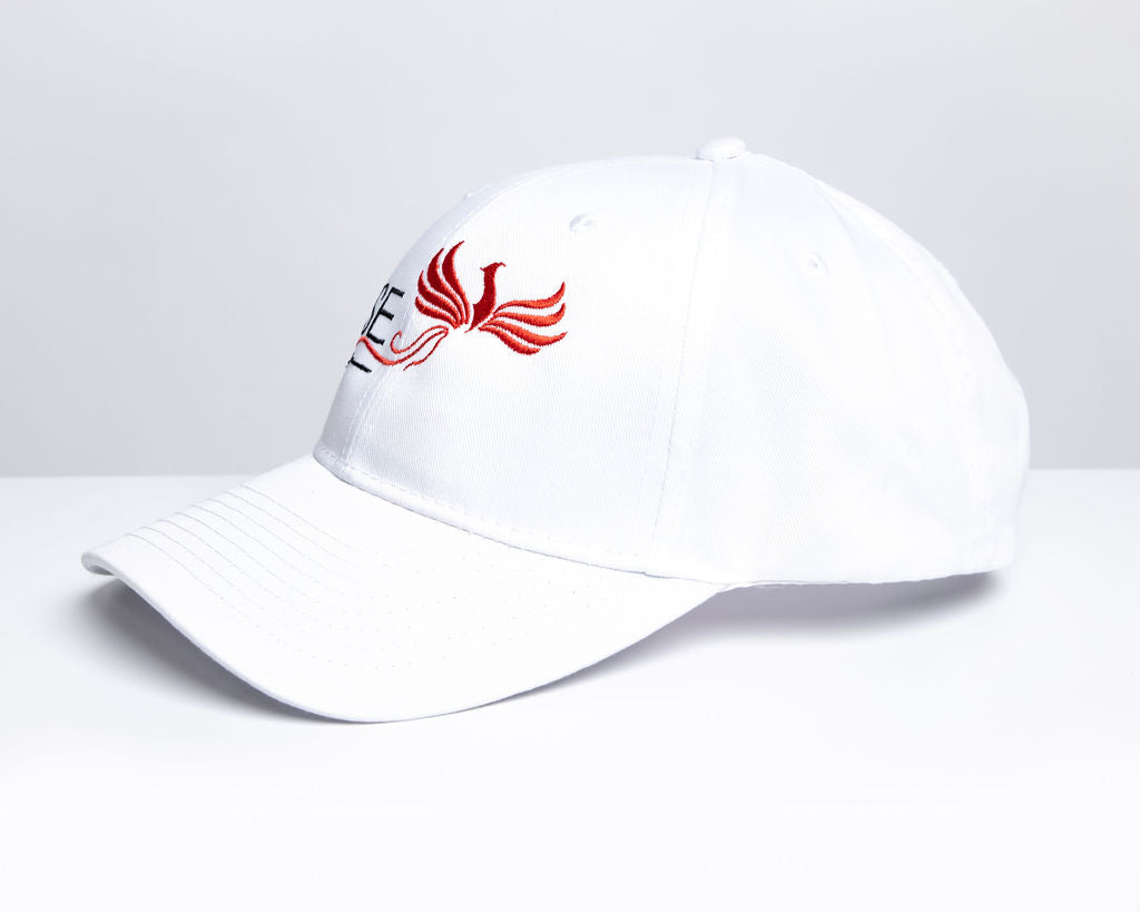 RISE-HAI EMBROIDERED LOGO SIX PANEL CAP WHITE