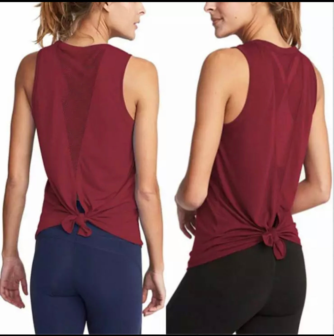 WOMEN YOGA WORKOUT MESH SPORTS TANK TOP