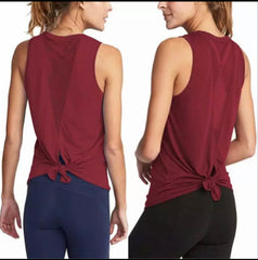 WOMEN YOGA WORKOUT MESH SPORTS TANK TOP