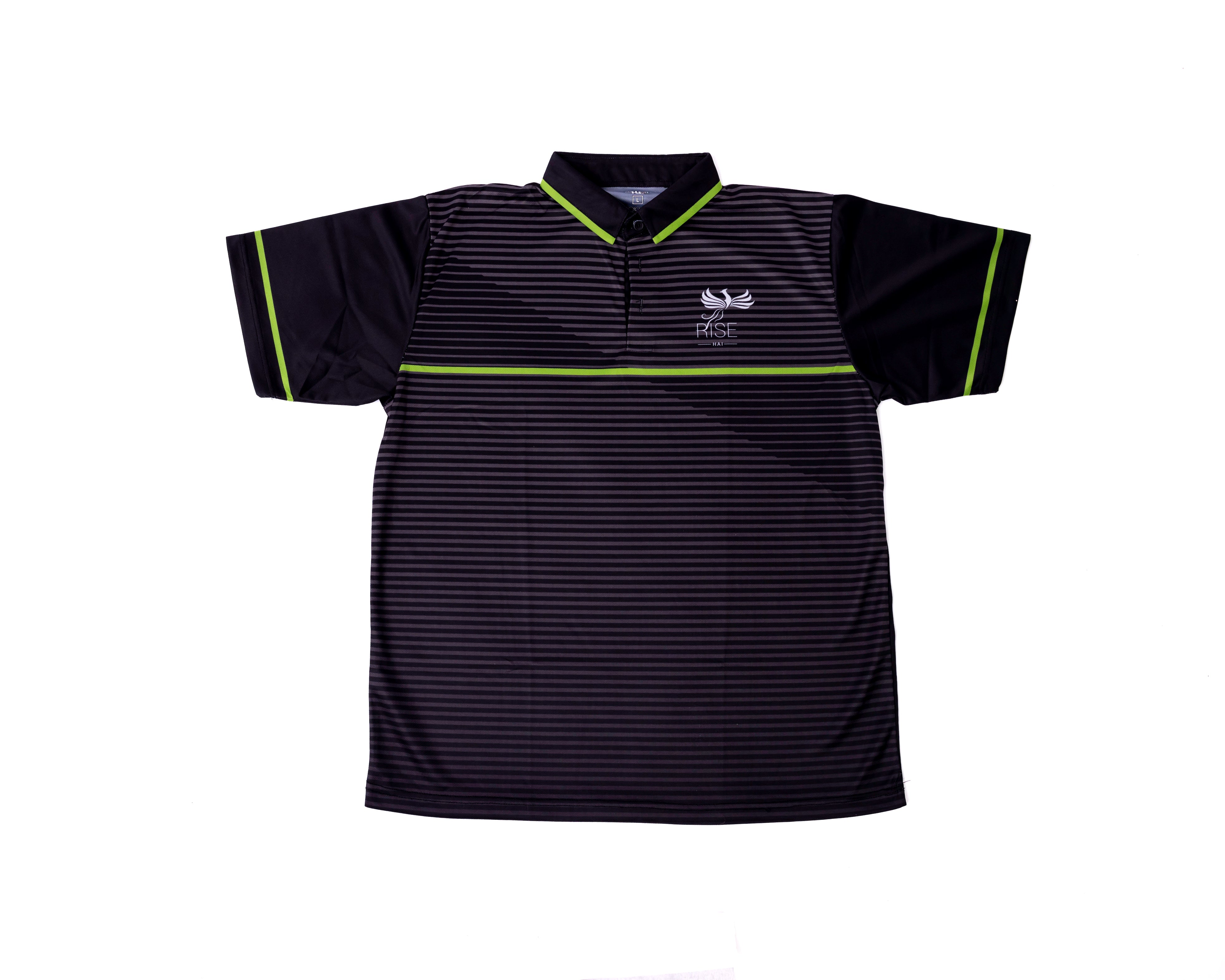 MEN'S RISE-HAI PERFORMANCE POLO(BLACK/LIME GREEN)