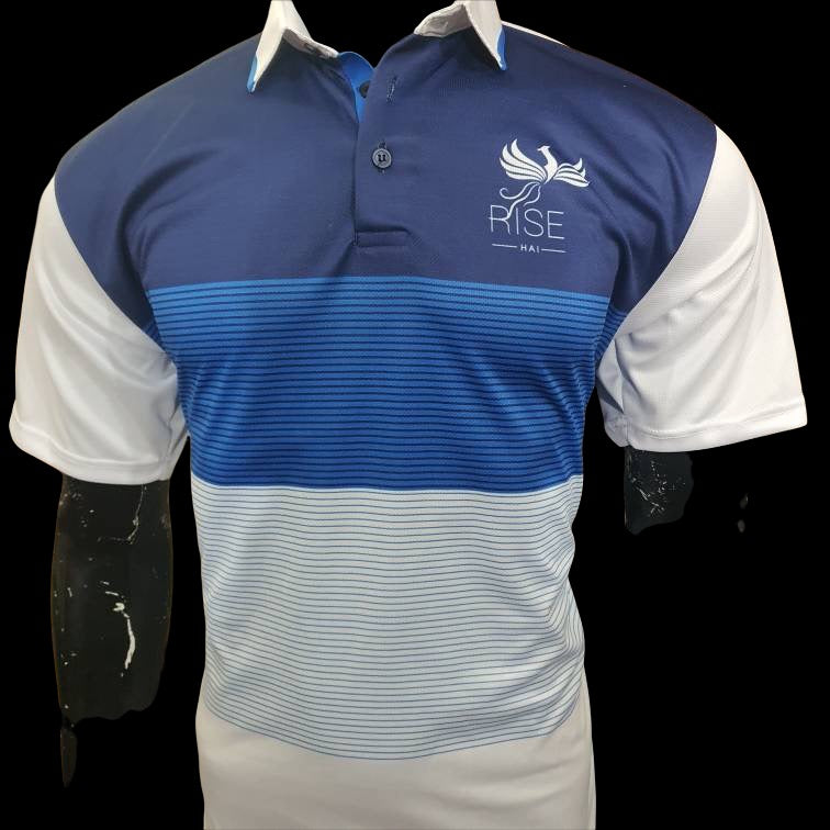 MEN'S RISE-HAI PERFORMANCE POLO(WHITE/BLUE)